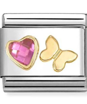 Charms NOMINATION 18K Różowa cyrkonia z motylkiem Gold.jpg